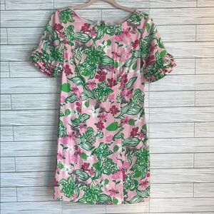 RARE LILY PULITZER “Jubilee” TIGER LILY SHIFT Pink and Green Floral Mini Dress 2